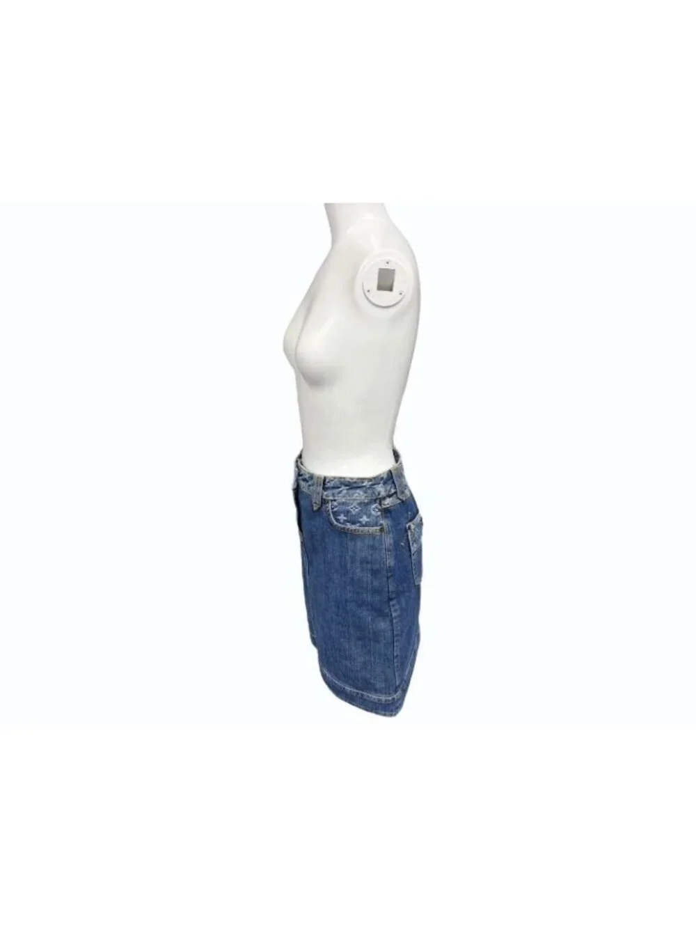 Louis Vuitton Denim Skirt Monogram Blue Gold